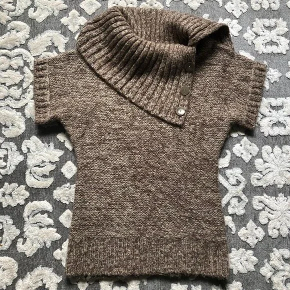 Like love, Brown & White knit, cowl-neck, wool/alpaca blend, sweater, Sz: Small - Picture 1 of 9